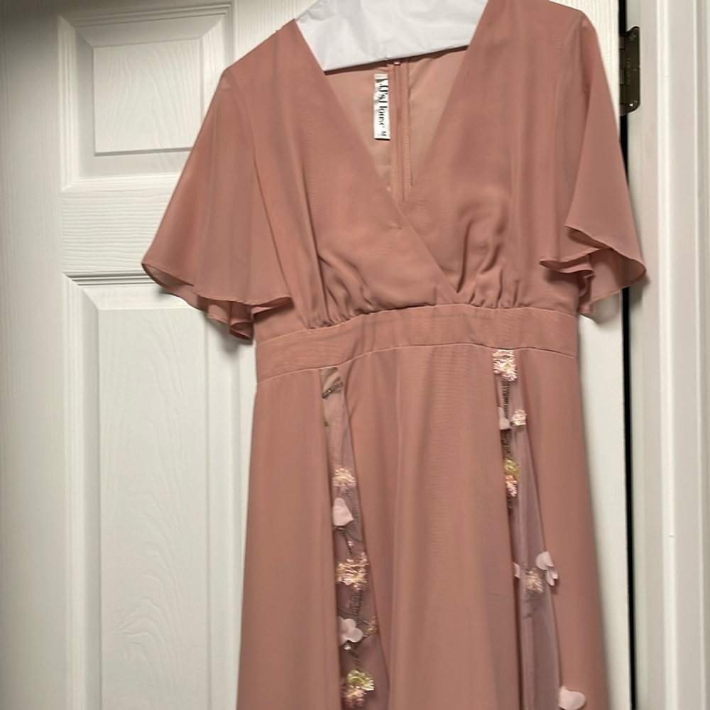 Blush chiffon party dress, mid length